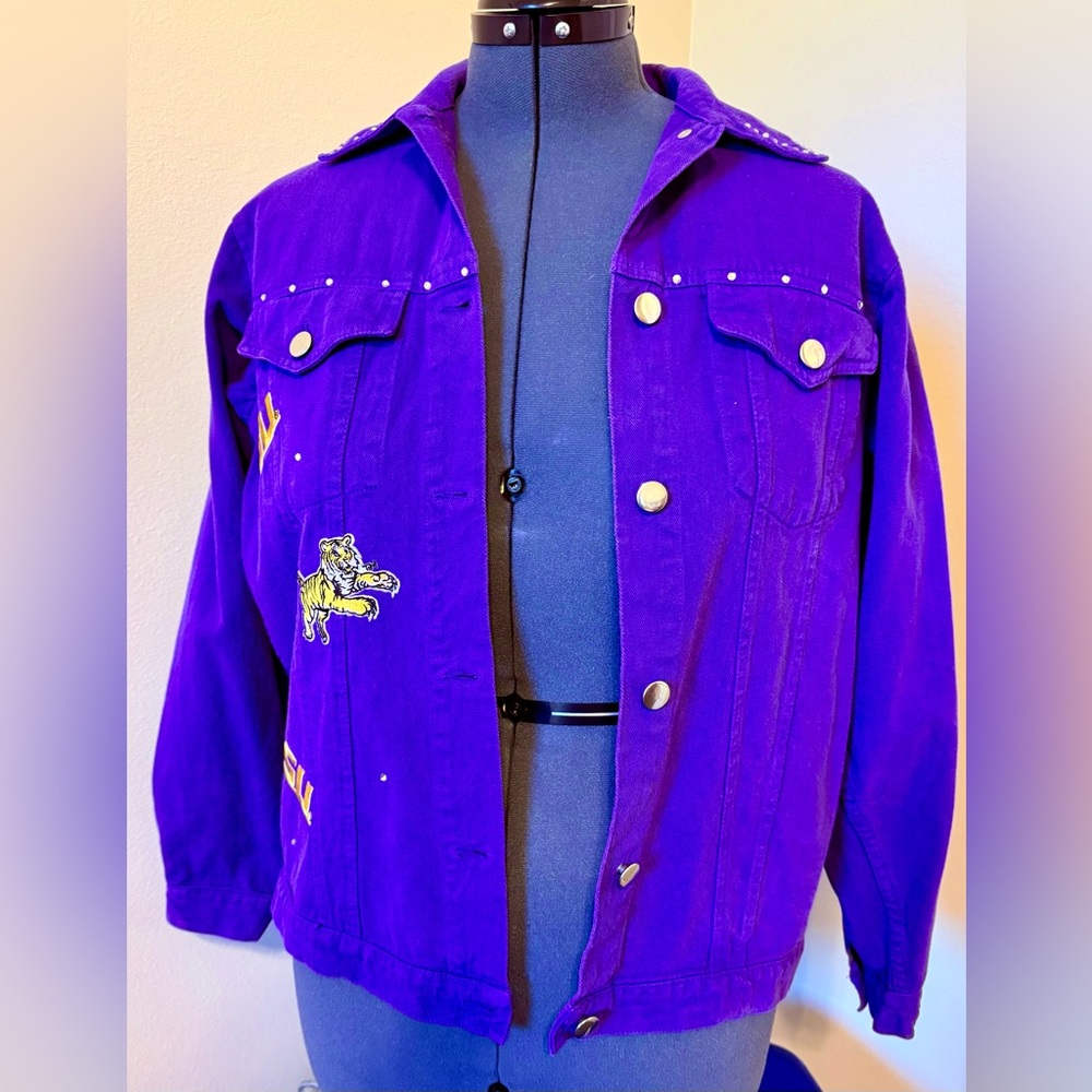 LSU Purple Studded Denim Jacket